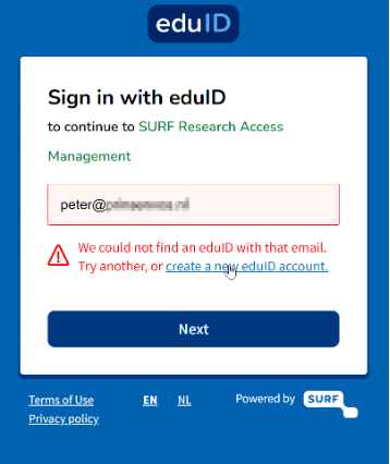 Creating eduID
